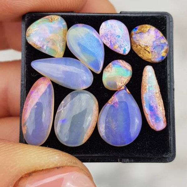 10.15ct Pipe Crystal Opal Parcel-  10 Opal stones loose- Australian Opals -Natural Solid Opals from Winton (QLD)- Boulder Opals -item PO269