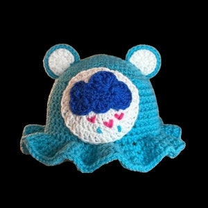 Crochet Care Bear Hat | Crochet Bucket Hat Grumpy