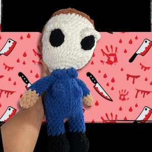 Peluche de Halloween de ganchillo: muñeco de terror hecho a mano, coleccionable espeluznante y tierno, regalo de peluche suave y espeluznante para fans.