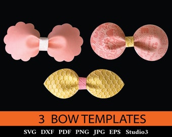 Download Free Christmas Bow Template Svg Pdf Dxf Faux Leather Bows For Etsy SVG Cut Files
