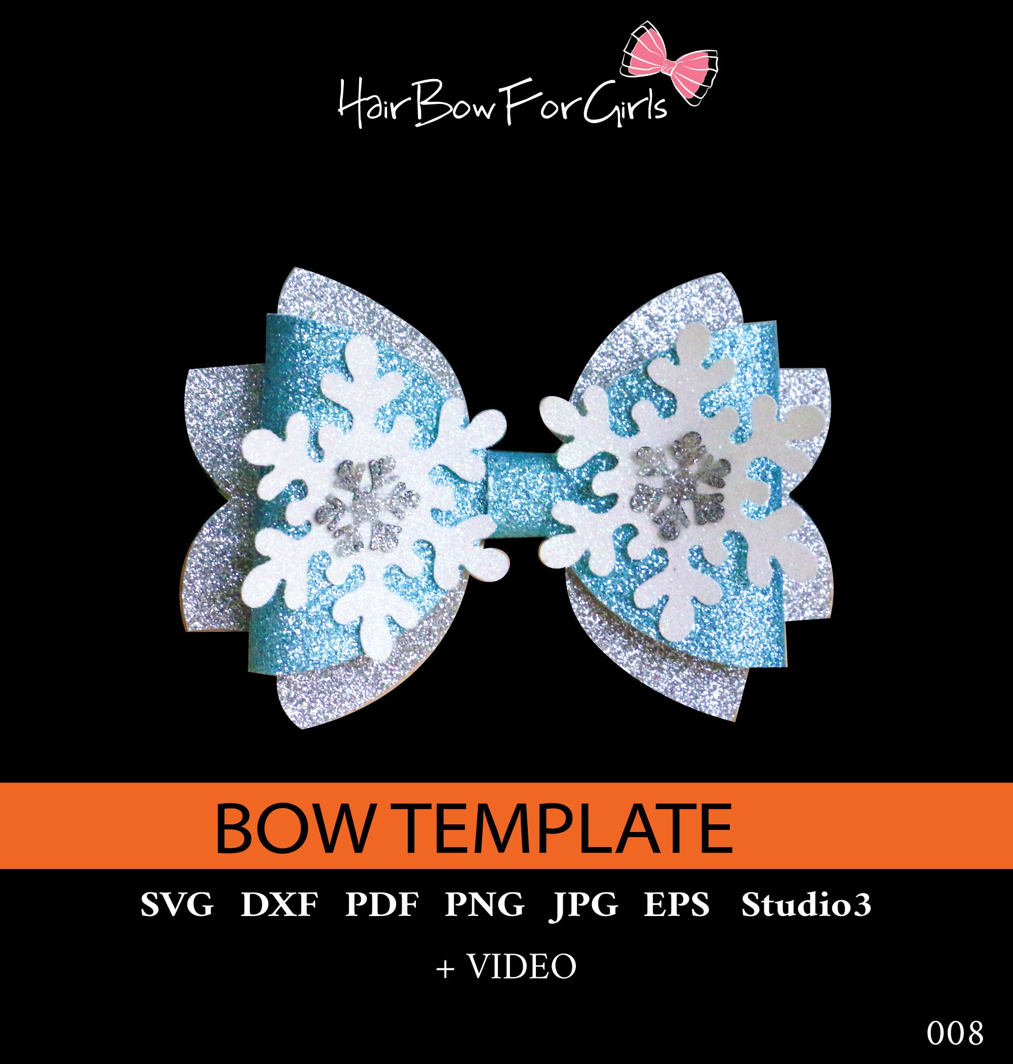 Christmas bow template SVG PDF DXF Faux leather bows cut file Etsy