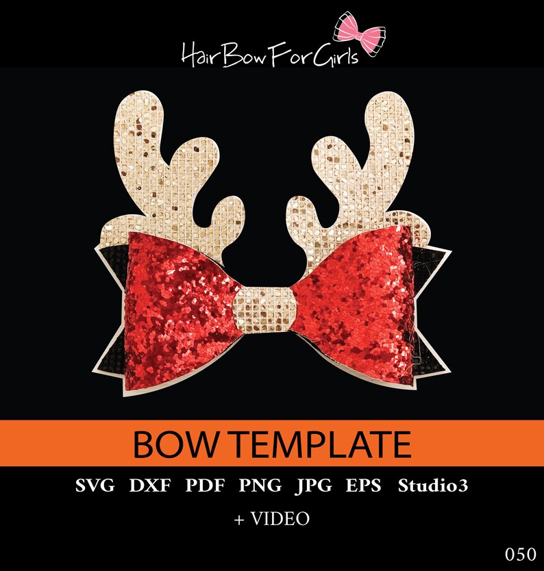 Download Christmas bow template SVG PDF DXF Faux leather bows for ...