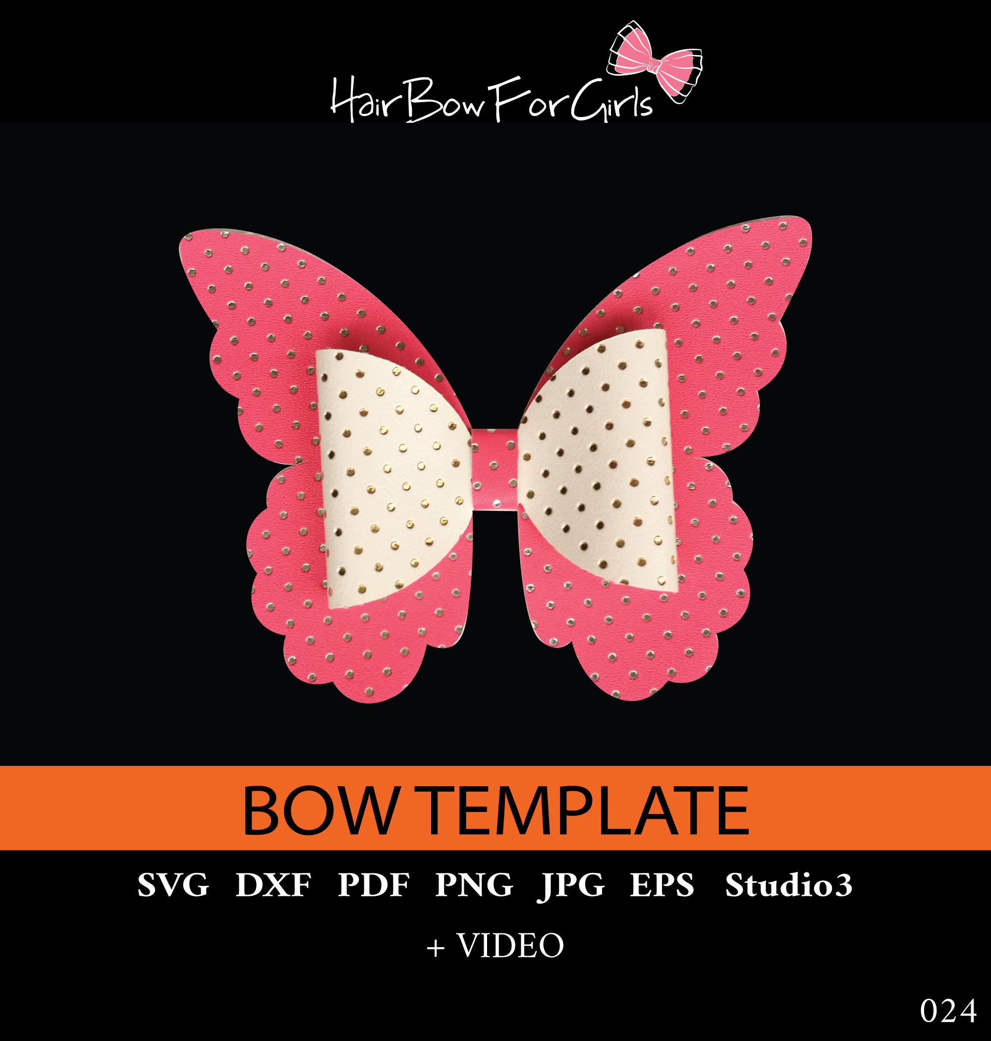 Butterfly Bow Template Digital SVG DXF PDF Butterfly hair bow | Etsy