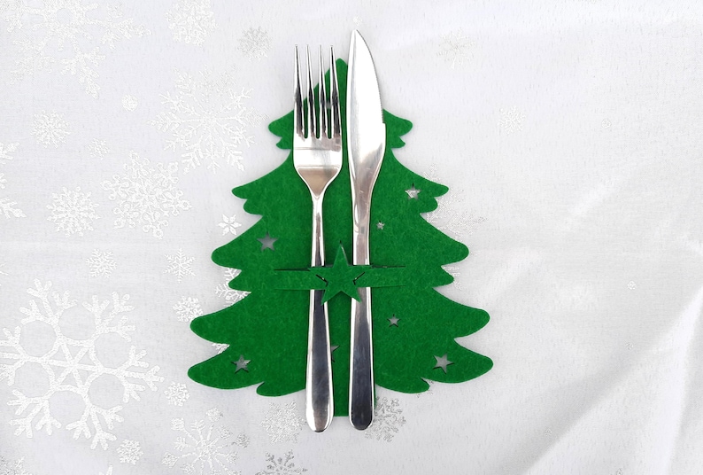 Silverware Pine Tree Pattern Cutlery Mat – Christmas Tree – Digital Download (SVG, DXF, Lightburn ...
