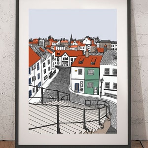 Whitby, North Yorkshire Hand Illustrated Print