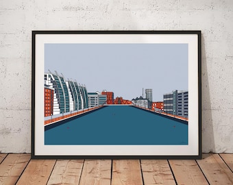 Salford Quays Hand Illustrated Print