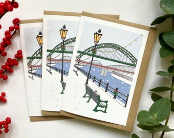 Newcastle Quayside Christmas Card | Hand illustrated Christmas Card