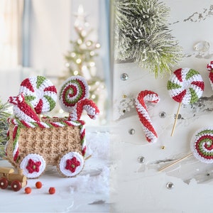 Christmas amigurumi pattern Gingerbread Train Engine, Christmas ornament Gingerbread House Crochet Train amigurumi tutorial, Eng/Ger/Fra/Ita image 7