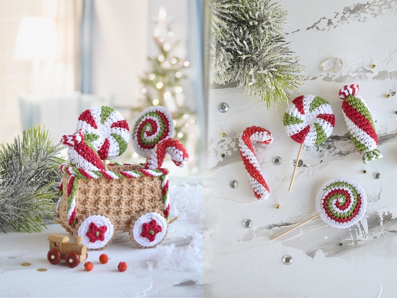 Christmas amigurumi pattern Gingerbread Train Engine, Christmas ornament Gingerbread House Crochet Train amigurumi tutorial, Eng/Ger/Fra/Ita image 7