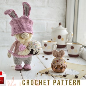 Easter Bunny Gnome amigurumi pattern, Crochet rabbit pattern - ENG pdf