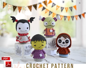 Crochet Halloween Dolls amigurumi pattern, Crochet Halloween Decoration, ENG pdf