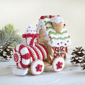 Christmas amigurumi pattern Gingerbread Train Engine, Christmas ornament Gingerbread House Crochet Train amigurumi tutorial, Eng/Ger/Fra/Ita image 4