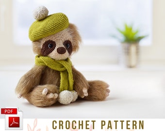 Sloth amigurumi crochet pattern - Sloth crochet pattern - ENG/RUS pdf