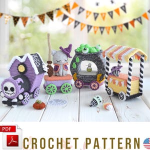 Halloween crochet pattern: Haunted House Train, PDF, Eng/Fra