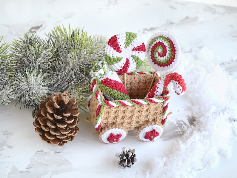 Christmas amigurumi pattern Gingerbread Train Engine, Christmas ornament Gingerbread House Crochet Train amigurumi tutorial, Eng/Ger/Fra/Ita image 6