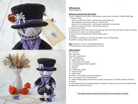 Halloween Amigurumi Crochet Pattern Jack Skellington Etsy