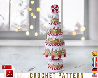 Gingerbread Christmas Tree amigurumi crochet pattern, PDF, Eng/Ger/Fra/Ita/Esp