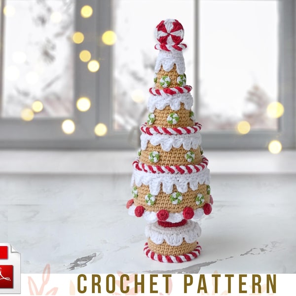 Gingerbread Christmas Tree amigurumi crochet pattern, PDF, Eng/Ger/Fra/Ita/Esp