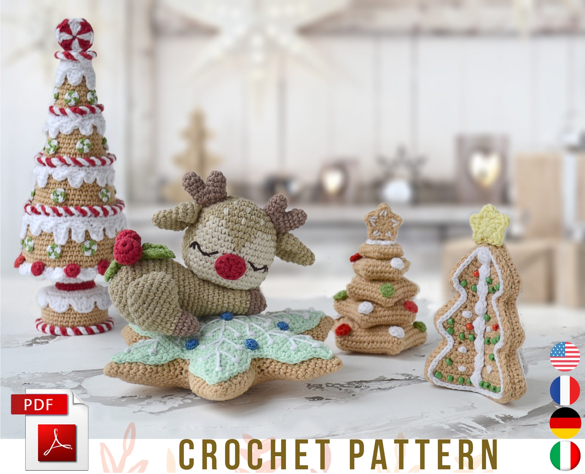 Crochet Noël Ornements en pain d'épices modèle amigurumi, PDF,  Eng/Fra/Ger/Ita -  France