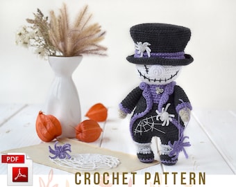 Halloween amigurumi crochet pattern Jack Skellington - amigurumi doll crochet pattern Skeleton Gnome - ENG pdf
