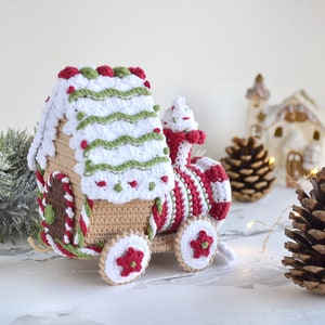 Christmas amigurumi pattern Gingerbread Train Engine, Christmas ornament Gingerbread House Crochet Train amigurumi tutorial, Eng/Ger/Fra/Ita image 5