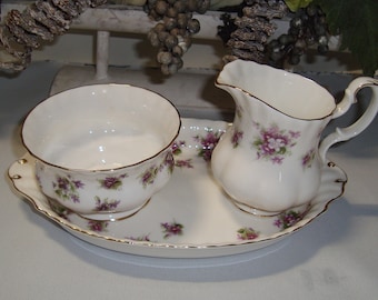 Royal Albert Sweet Violets 3-piece cream set in medium size in beautiful, pristine condition