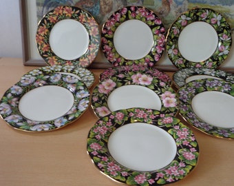 Assiettes à petit-déjeuner Royal Albert Provincial Flower de 20 cm. Les bords sont également en bel état