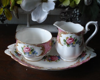 Royal albert lady carlyle 3 pièces romantel en bel état aussi les bords dorés