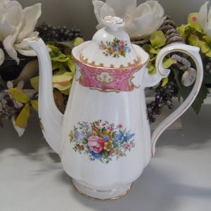 Royal Albert Lady Carlyle coffee pot medium in beautiful condition, also the edge