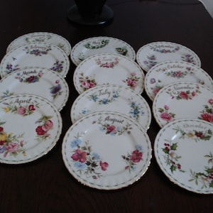 Royal Albert flower of the month complete 12 months cake plate of 16 cm. in beautiful condition also the edge is little or not used