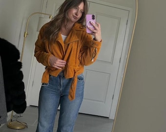 Orange free people corduroy jacket