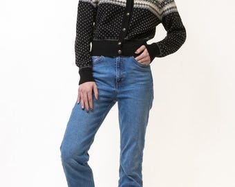 Vintage 90s Gap Wool Cardigan - Abstract Button-Up Sweater, Medium