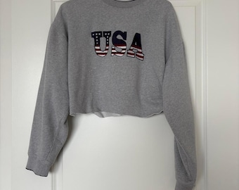 Grey cropped cotton sweatshirt
