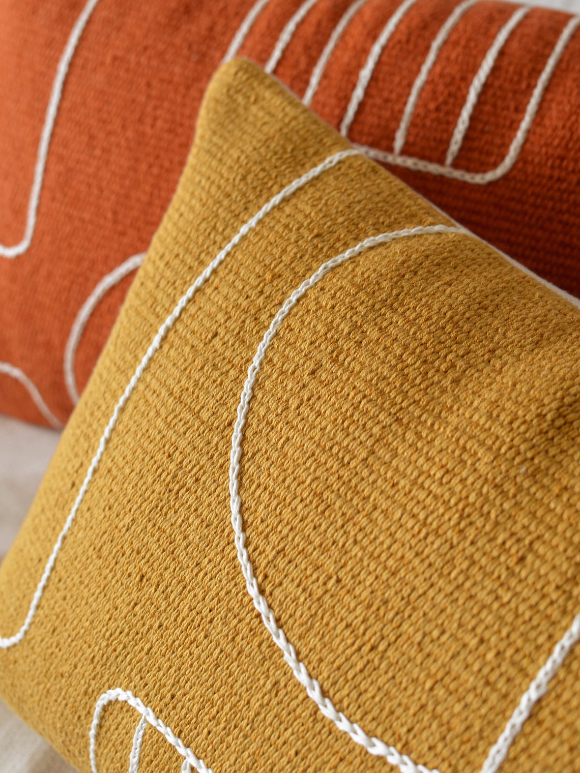 Woven mustard pillow case Decorative lumbar pillow cover Etsy