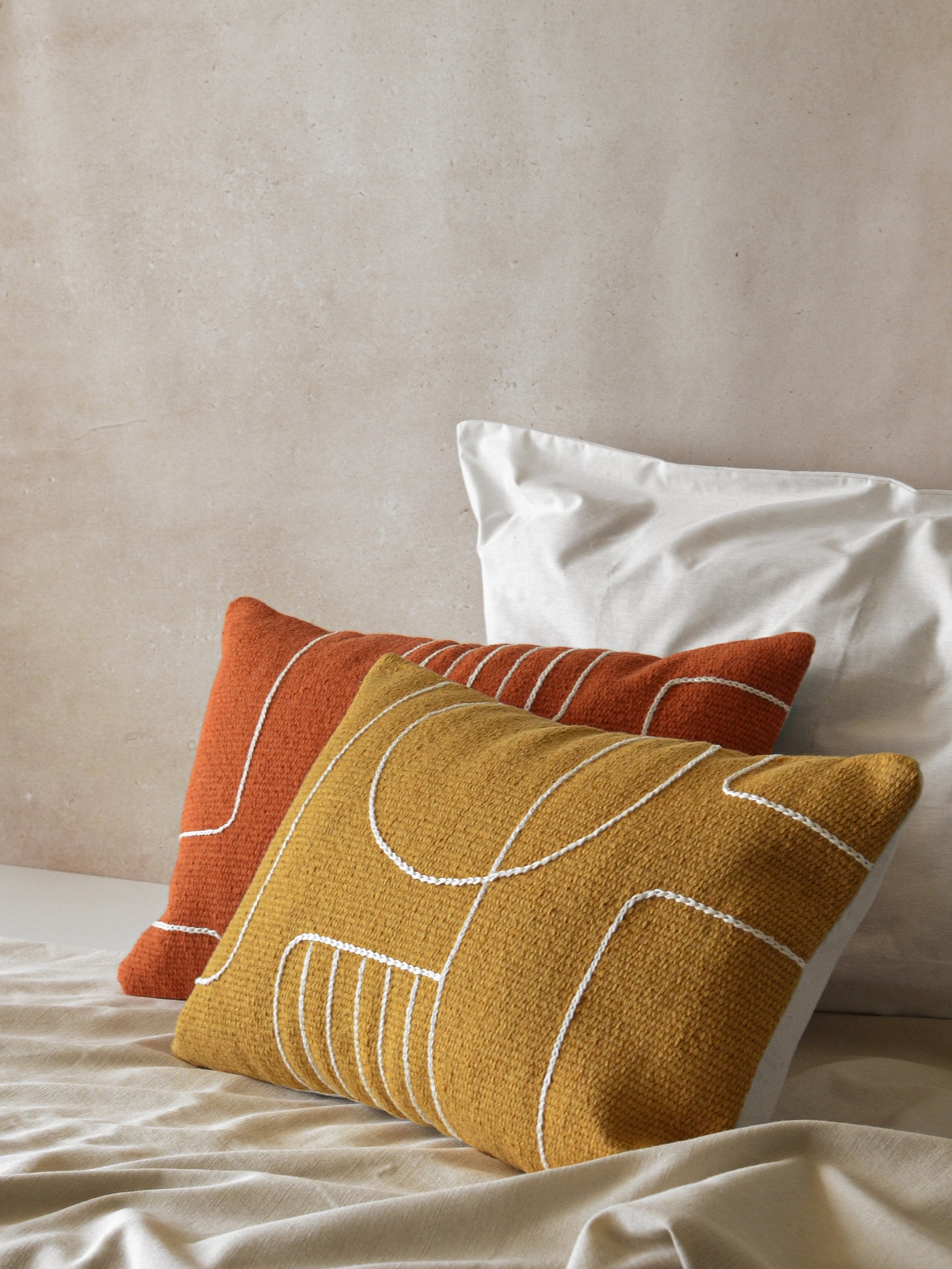 Woven mustard pillow case Decorative lumbar pillow cover Etsy