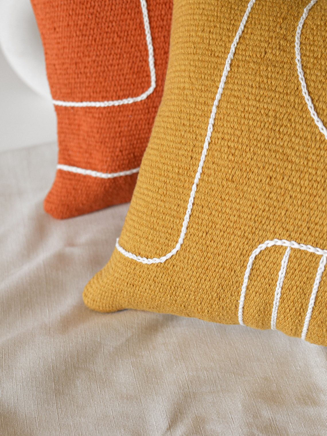 Woven mustard pillow case Decorative lumbar pillow cover Etsy