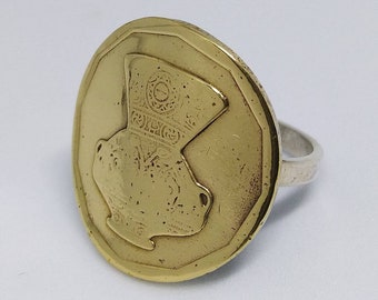 Handmade Vintage Coin Ring, Egyptian Vase Coin Sterling Silver Ring