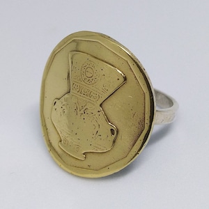 Handmade Vintage Coin Ring, Egyptian Vase Coin Sterling Silver Ring