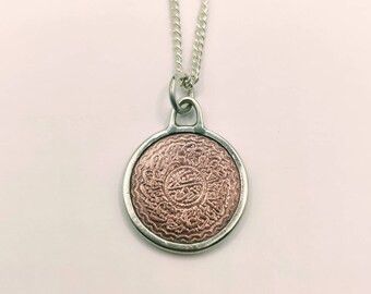 Handmade Vintage Coin Pendant, Princely State Of Hyderabad Bronze Coin Sterling Silver Necklace