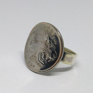 Handgemachter Vintage Münzring, äthiopischer Löwe Von Judah Münze Sterling Silber Ring