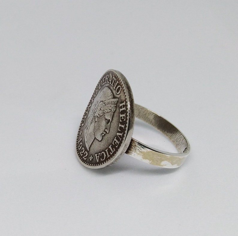 Handmade Vintage Coin Ring One Of A Kind Travel Jewelry Minimal Recycled /& Reused Switzerland 10 Rappen Coin Sterling Silver Ring