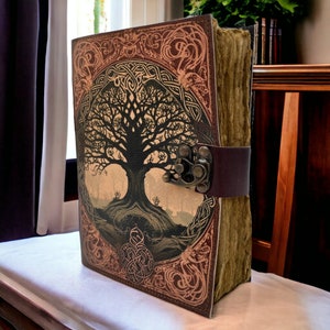 Vintage Tree of Life Leather Journal Notebook Deckledge Pages 5 x 7 inches