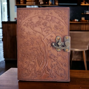 Wolf Embossed Leather Journal Personal Organizer /Diary and Travel Companion (5 x 7 inches Charcoal Brown)