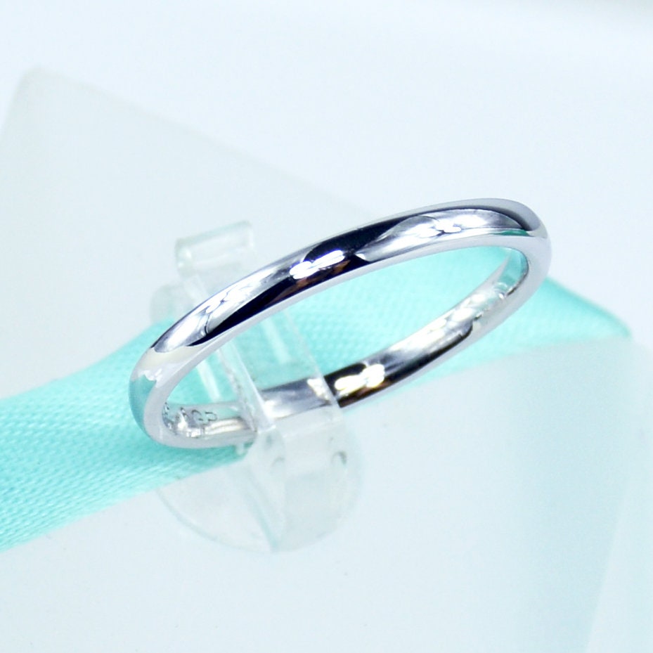 Solid 925 Sterling Silver 2MM Plain Wedding Band