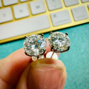 7MM White Moissanite Diamond 925 Sterling Silver Studs Earrings