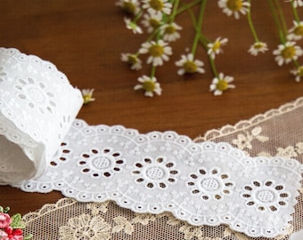 Cotton Machine Embroidery | Broderie Anglaise Trim, 13.8m