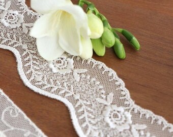 Rayon-embroidered Cotton Tulle Gallon Trim, 4.6m