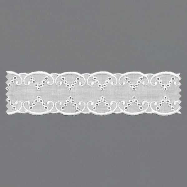 Bande Galon broderie anglaise brodée 100% coton de 11,5m