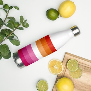 LGBTQ Lesbian Pride Rainbow Flag Stainless Steel Water Bottle / Hot Coffee Hot Tea Bottle /A Perfect Gay Pride Gym Water Bottle Gift.