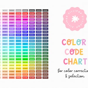 Color Correction HEX Code Color Chart Printable Designer Quick Reference Cheat Sheet